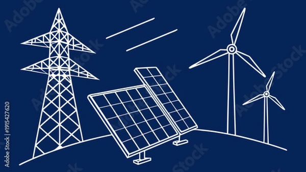 Obraz wind turbines in the wind