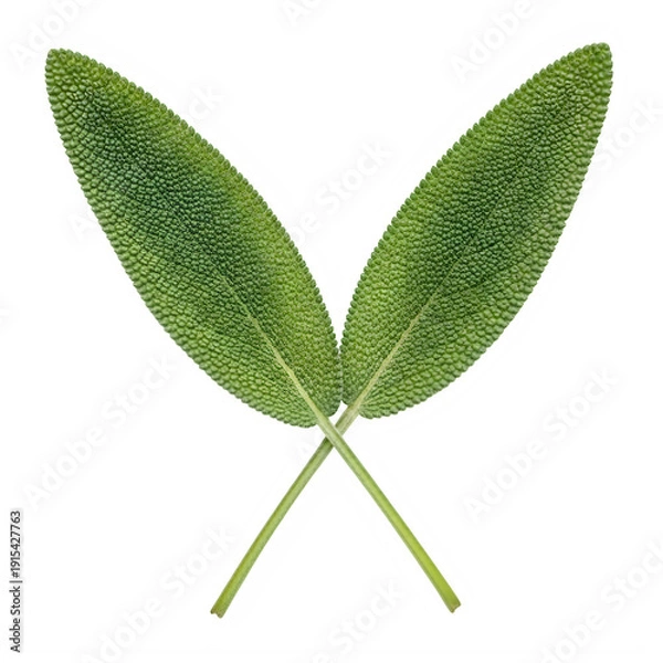 Obraz A green leaf with two leaflets on a white background isolated on transparent background