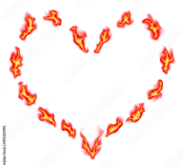 Fototapeta Flame Heart Frame Effect Fire Design