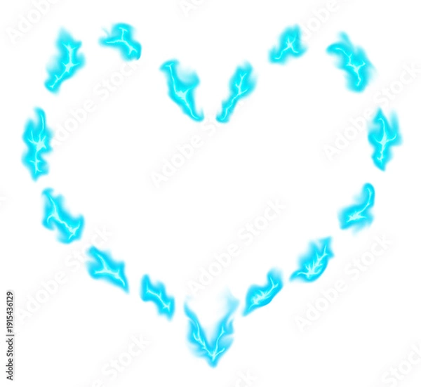 Fototapeta Blue Flame Heart Frame Effect Fire