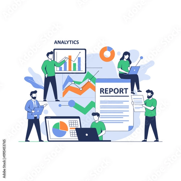 Obraz Business Analytics Team Analyzing Data and Reports for Strategy