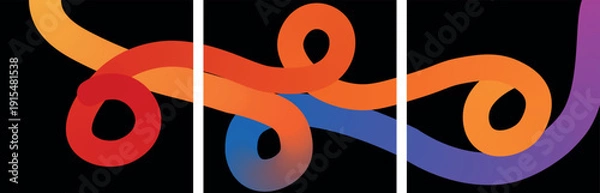 Obraz Vibrant interconnected loops in black background