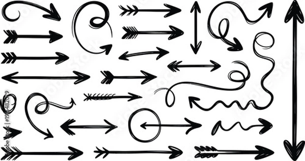 Obraz Hand-drawn arrows and swirls vector set Vector
