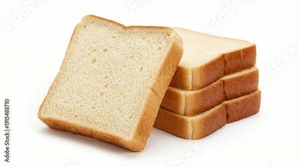 Obraz sliced white bread stack isolated on white background