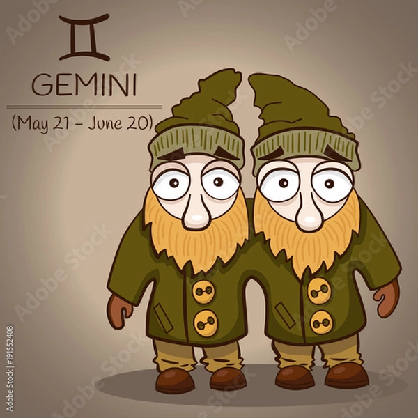 Fototapeta Gemini zodiac sign with male twins in vector EPS10