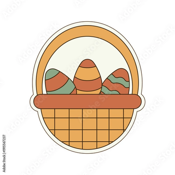 Obraz Vintage Retro Easter Basket with Patterned Eggs