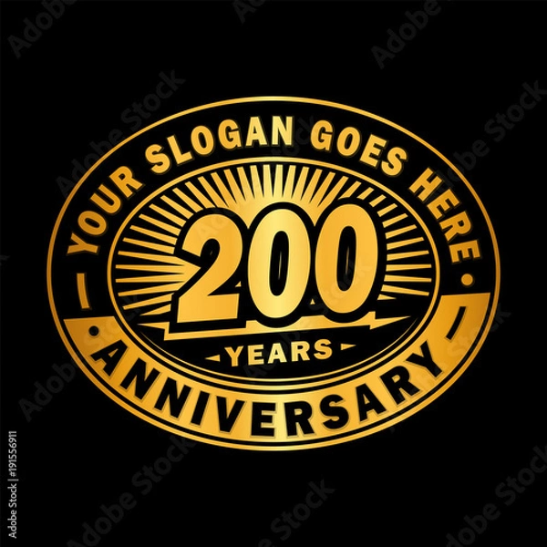 Fototapeta 200 years anniversary design template. Vector and illustration. 200th logo. 