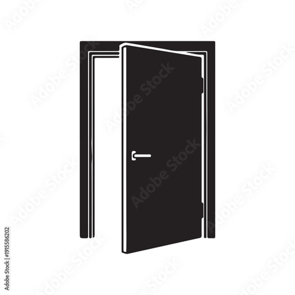 Obraz Open door icon silhouette vector illustration