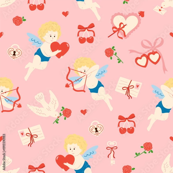 Fototapeta Valentine's Day Cupid Pattern