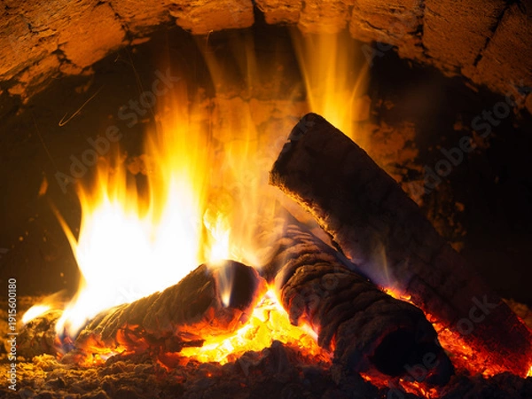 Obraz Fire in fireplace.
