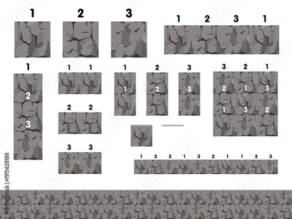Obraz 岩の断面の地面のブロックのイラスト素材_どの組み合わせでもくっつきます