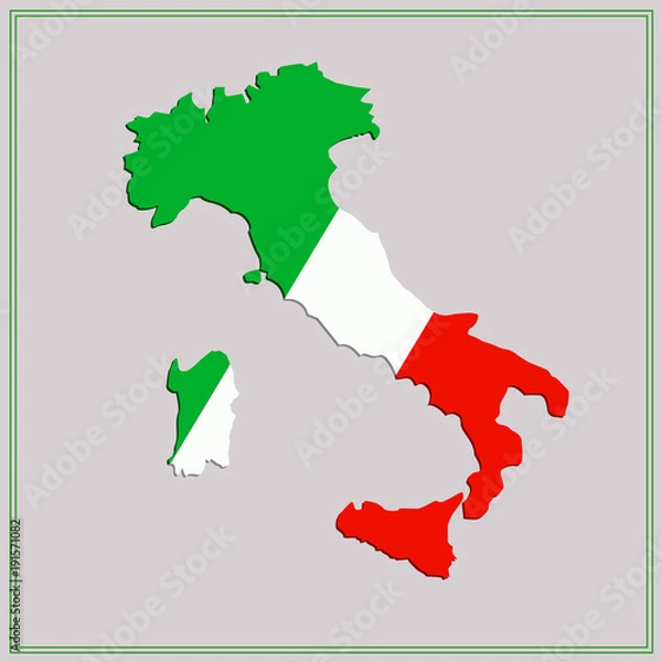 Fototapeta Map and flag of Italy.