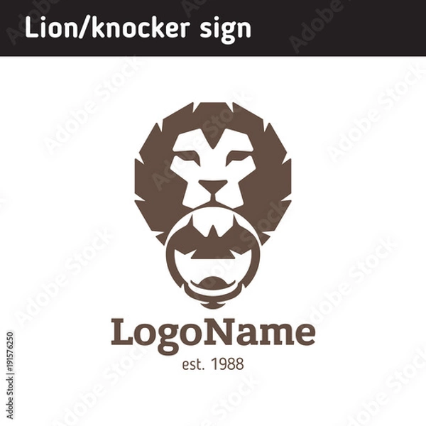 Fototapeta Logo knocker in the form of a lion's head