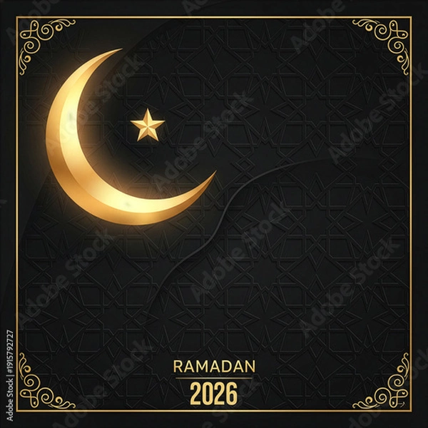 Obraz Black and gold Ramadan background vector