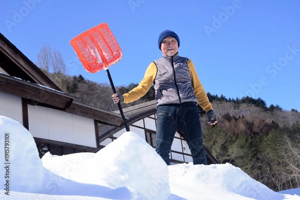 Obraz 豪雪地帯で田舎暮らし老人のライフスタイル