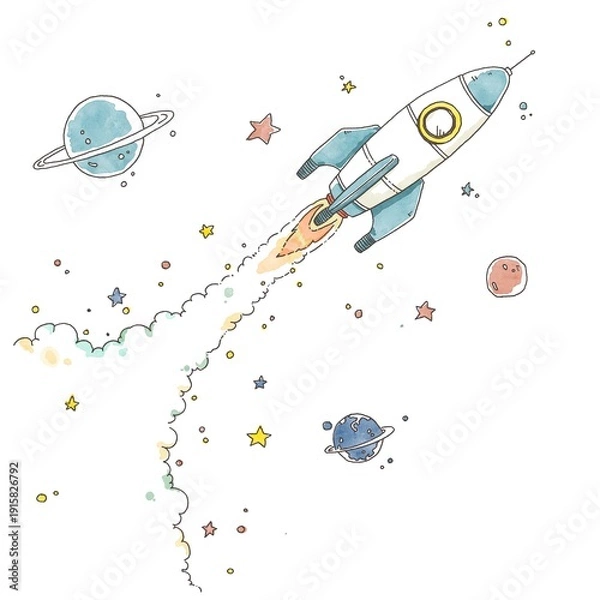 Obraz 宇宙を飛ぶロケット