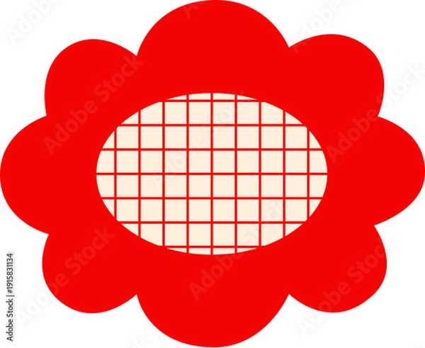 Obraz Red flower with grid center flat design vector