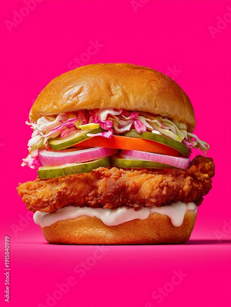Obraz  hamburger on a pink background
