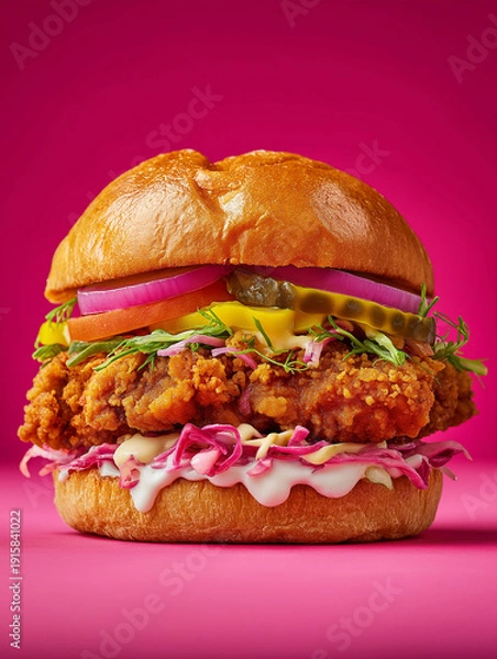 Obraz  hamburger on a pink background