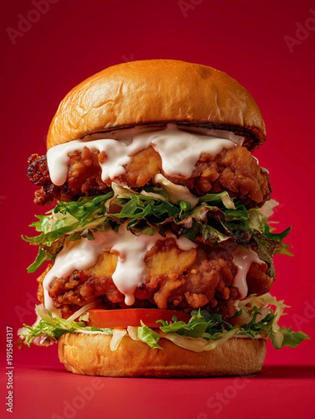 Obraz hamburger in red background