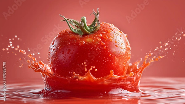 Obraz Juicy Tomato in Dynamic Liquid Splash