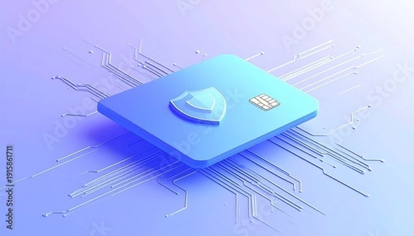 Obraz Secure payment card with shield and chip