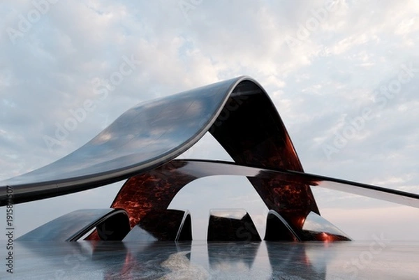 Obraz Futuristic arches and spans. 3d render