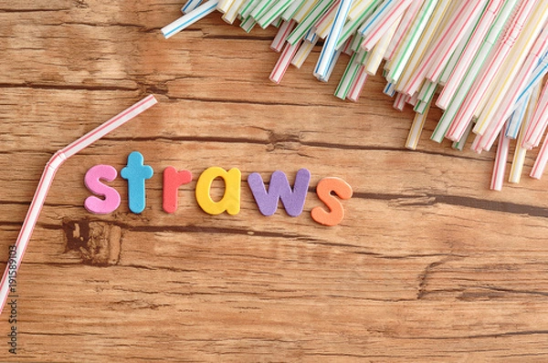 Obraz Colorful straws with the word straws