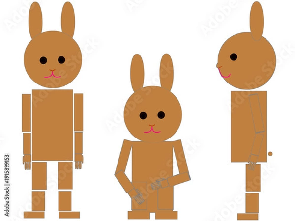 Obraz Robot like Rabibit illustration with 3 postures