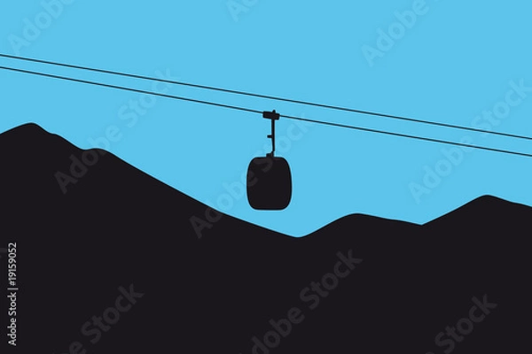 Obraz Silhouette einer Gondelbahn