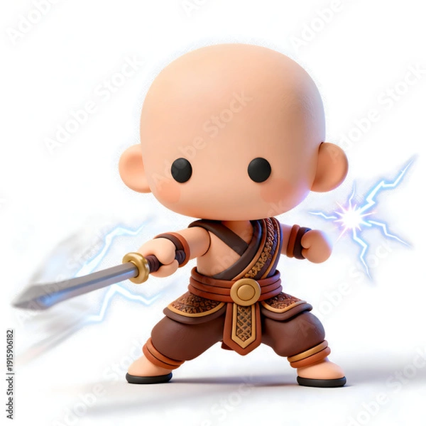 Fototapeta lightning mage summoning small electric spark