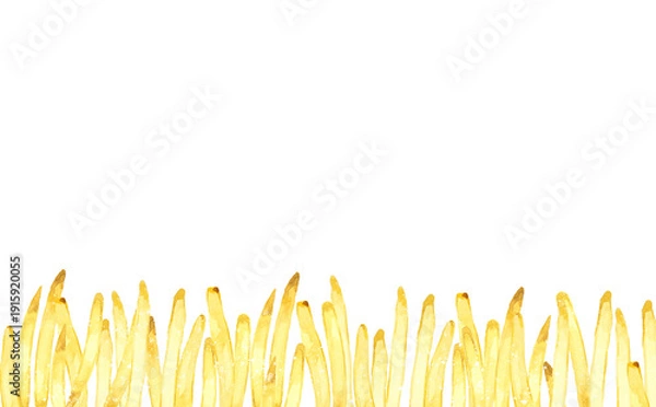 Obraz フライドポテトの背景　料理・食べ物の手描き水彩イラスト素材