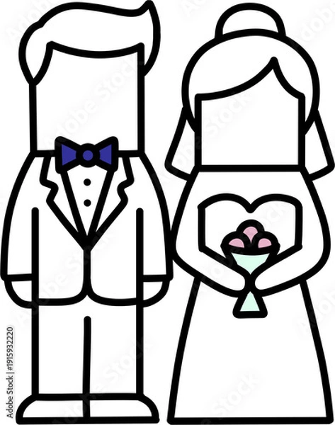 Fototapeta 미니멀 웨딩 리본 심플 아이콘