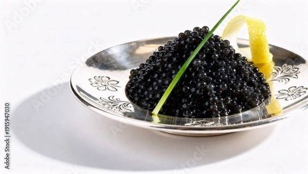 Obraz 白背景の高級キャビアプレートファインダイニング