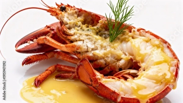 Obraz 白背景の高級ロブスターファインダイニング料理