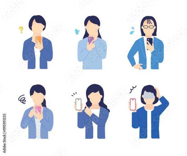 Obraz スマホを持つ・操作するビジネスパーソン