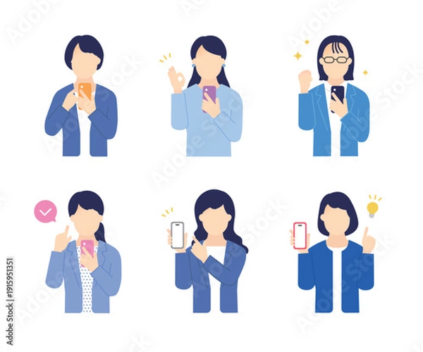 Obraz スマホを持つ・操作するビジネスパーソン