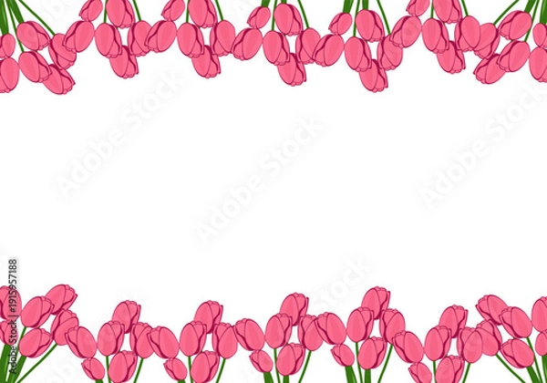 Obraz Spring Tulip Top Bottom Floral Border Background