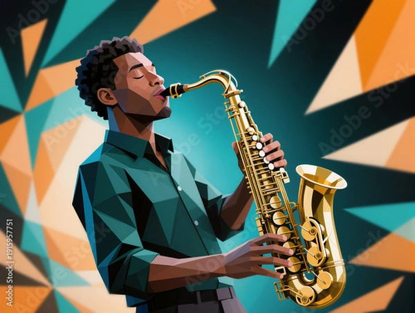 Obraz man playing saxophone
