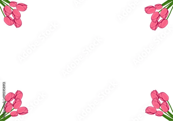 Obraz Spring Tulip Corner Floral Frame Decorative Background