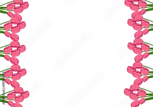 Obraz Spring Tulip Side Floral Border Frame Background