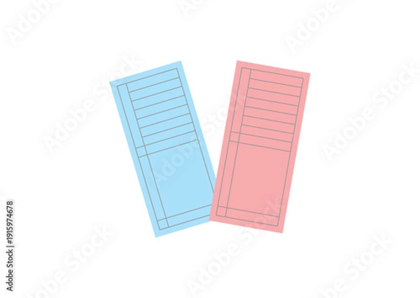 Obraz 青と赤色の切符イメージ