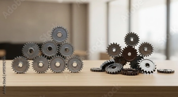 Obraz Cooperation vs. Conflict: Interlocking Gears