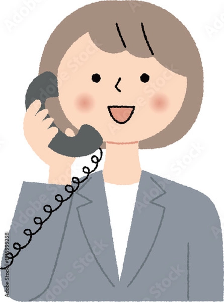 Obraz 電話受付をするスーツ姿の女性