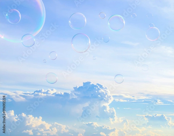 Obraz 배경-하늘-비눗방울-구름-비눗방울 배경-푸른 하늘과 비눗방울