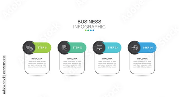Obraz Infographic 4 options design elements for your business data. Vector Illustration.	