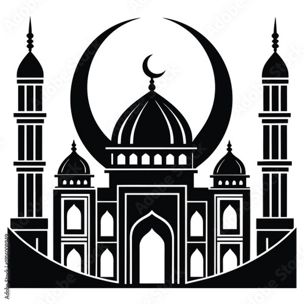Obraz mosque crescent moon silhouette ramadan event vector design
