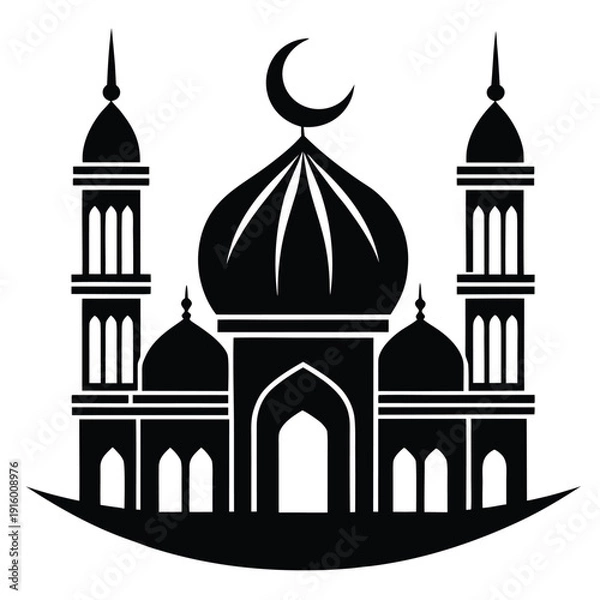 Obraz mosque crescent moon silhouette ramadan event vector design