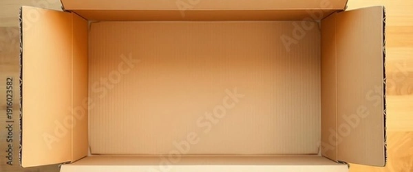 Fototapeta Empty cardboard box, open and flat, ready for packing, flat, rectangle