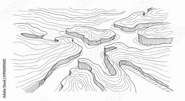 Obraz Topographic Map Illustration with Contour Lines.